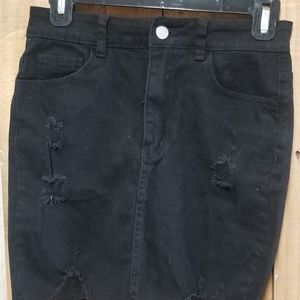 Shein Black Mini Skirt Distressed Size Medium